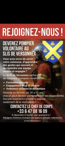 REJOIGNEZ NOUS ! Devenez pompier volontaire au SLIS de Versonnex