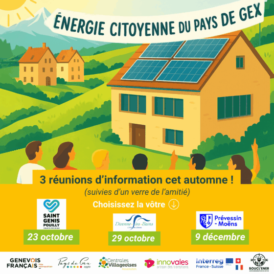 Réunions publiques pour la création d’une Coopérative citoyenne d’énergie renouvelable gessienne